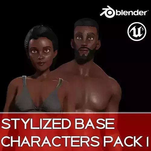 Stylized Male Female Base Character Pack 1-Game Ready