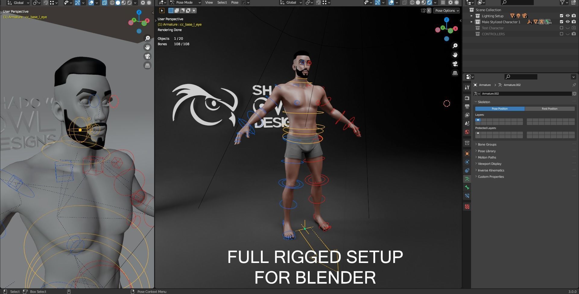 Stylized Male Female Base Character Pack 1-Game Ready Low-poly 3D model_11