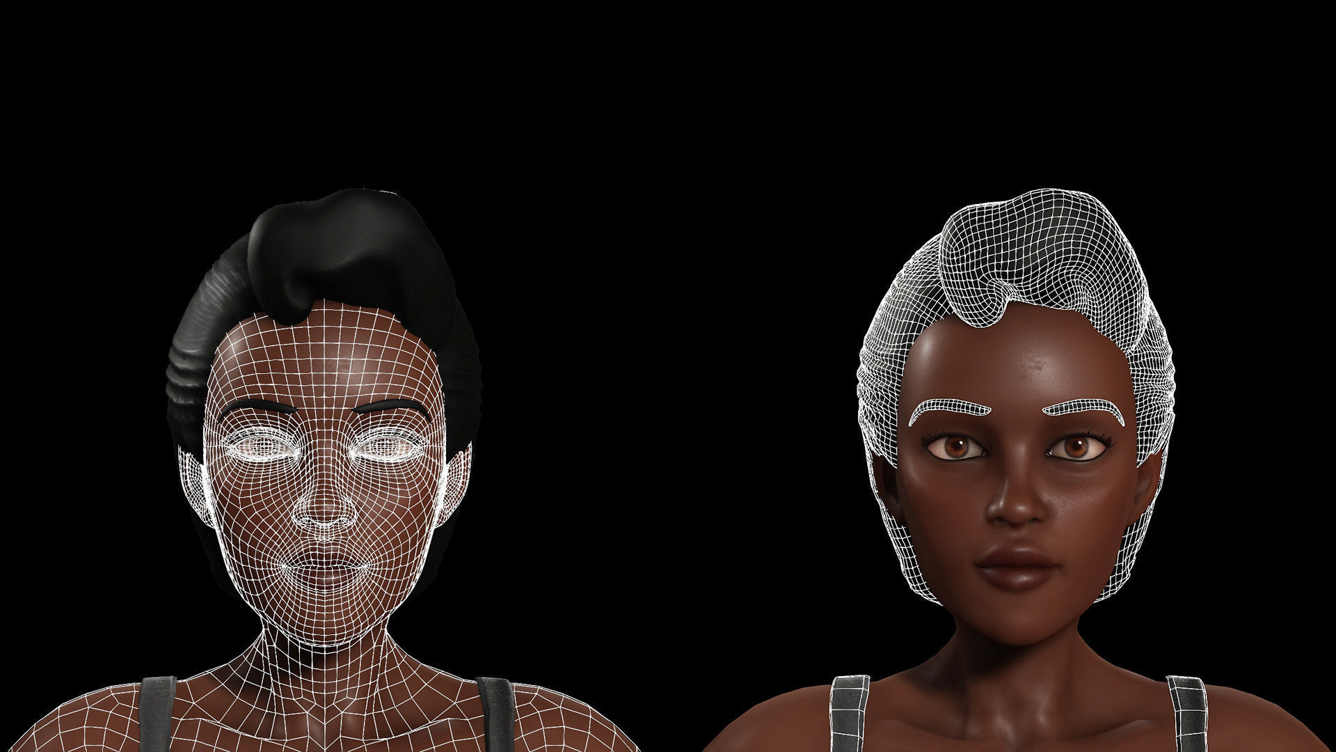 Stylized Male Female Base Character Pack 1-Game Ready Low-poly 3D model_8