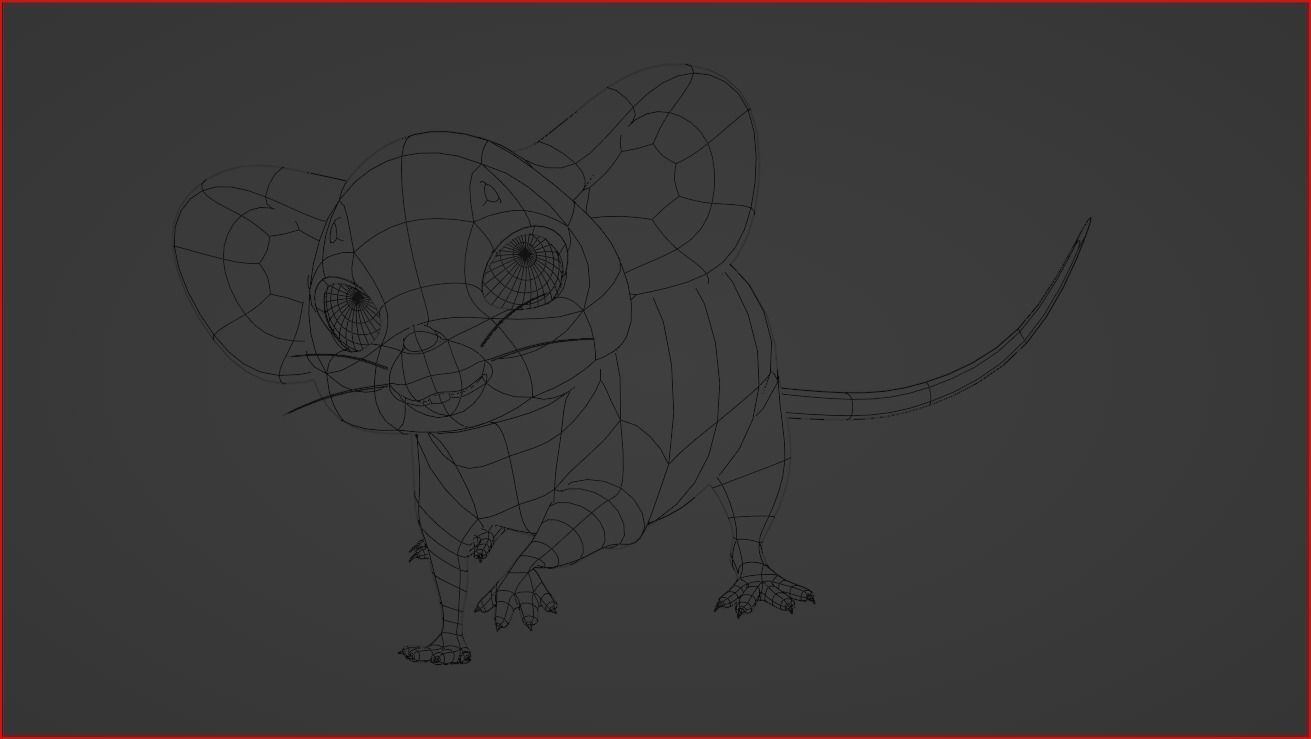 Rigged cartoon Baby Mouse Low-poly 3D model Low-poly 3D model_3