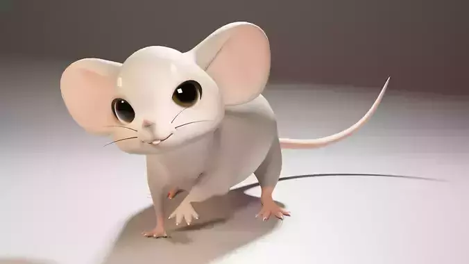Rigged cartoon Baby Mouse Low-poly 3D model