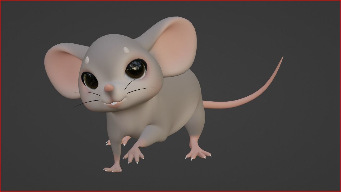 Rigged cartoon Baby Mouse Low-poly 3D model Low-poly 3D model_1