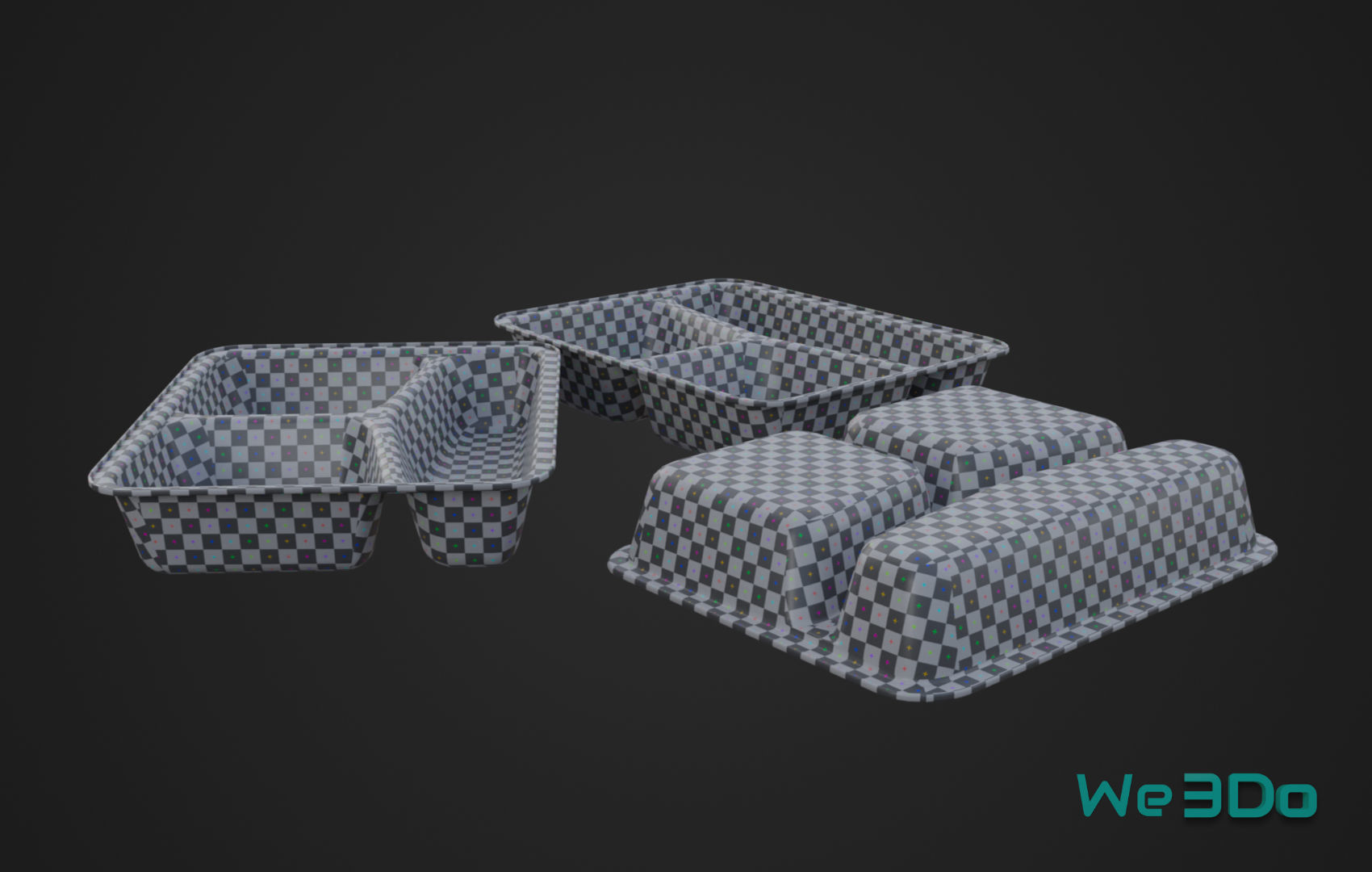 Disposable Lunch Box Foil Food Low-poly 3D model_18