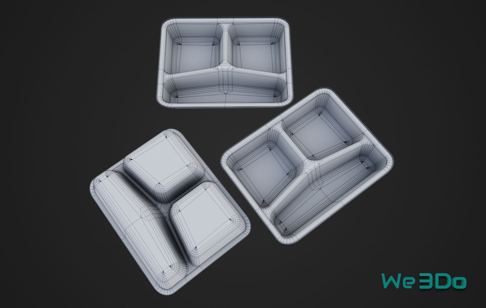 Disposable Lunch Box Foil Food Low-poly 3D model_31
