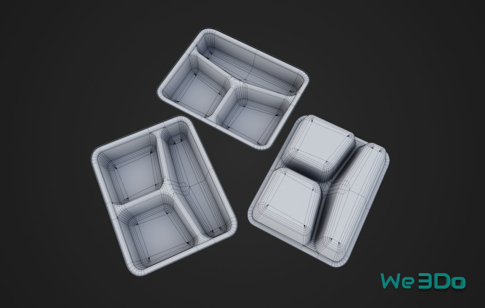 Disposable Lunch Box Foil Food Low-poly 3D model_28