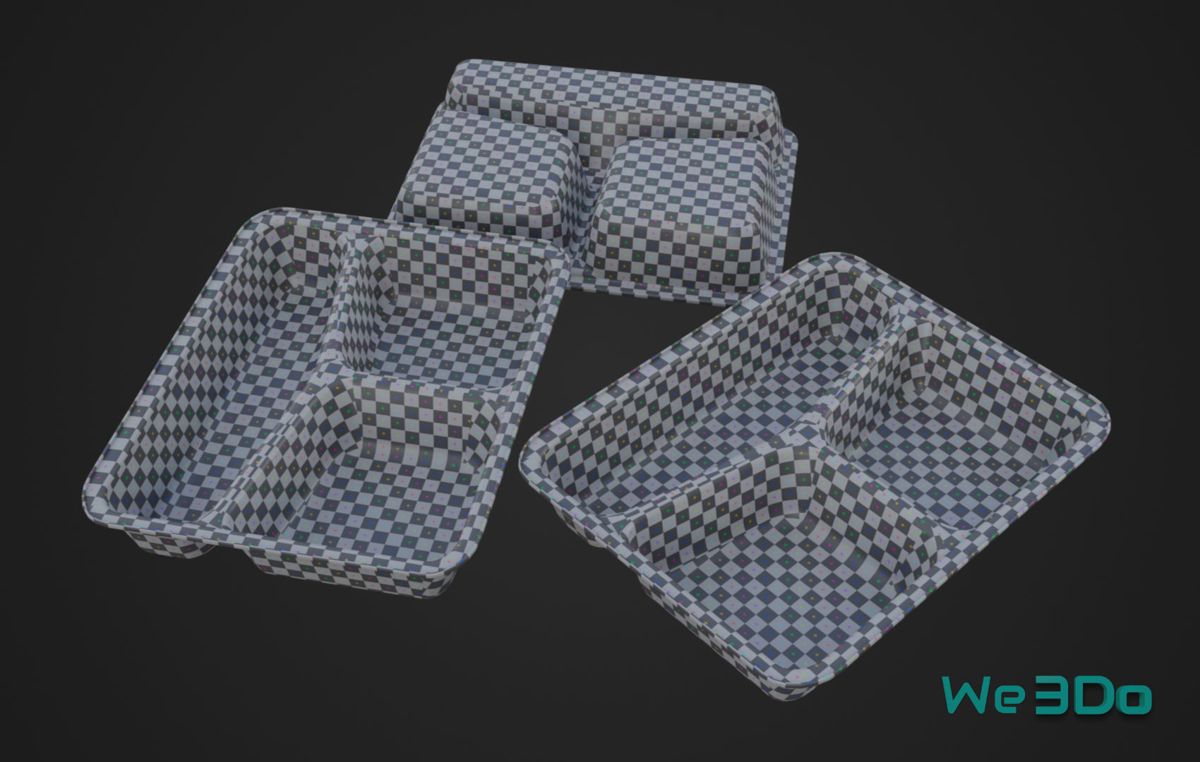 Disposable Lunch Box Foil Food Low-poly 3D model_14