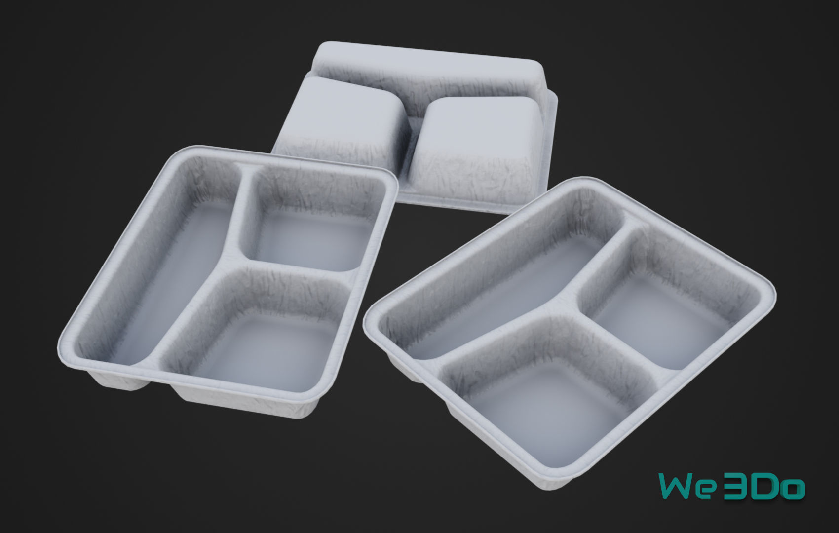 Disposable Lunch Box Foil Food Low-poly 3D model_13