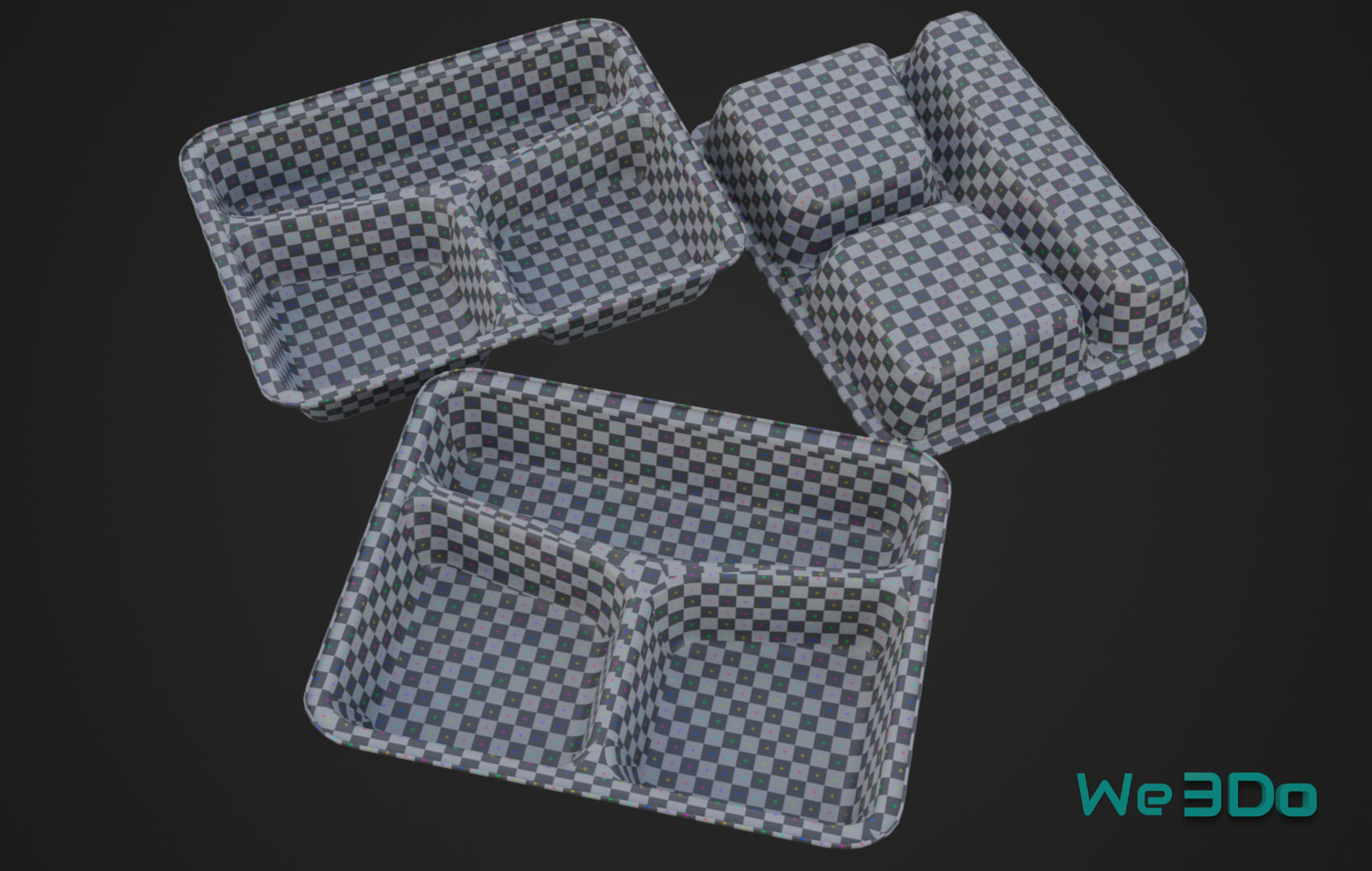 Disposable Lunch Box Foil Food Low-poly 3D model_24