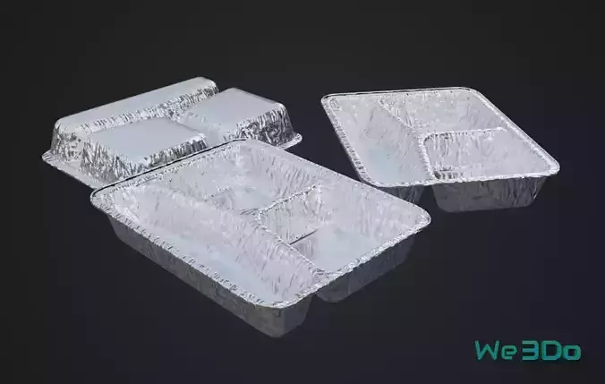 Disposable Lunch Box Foil Food Low-poly 3D model