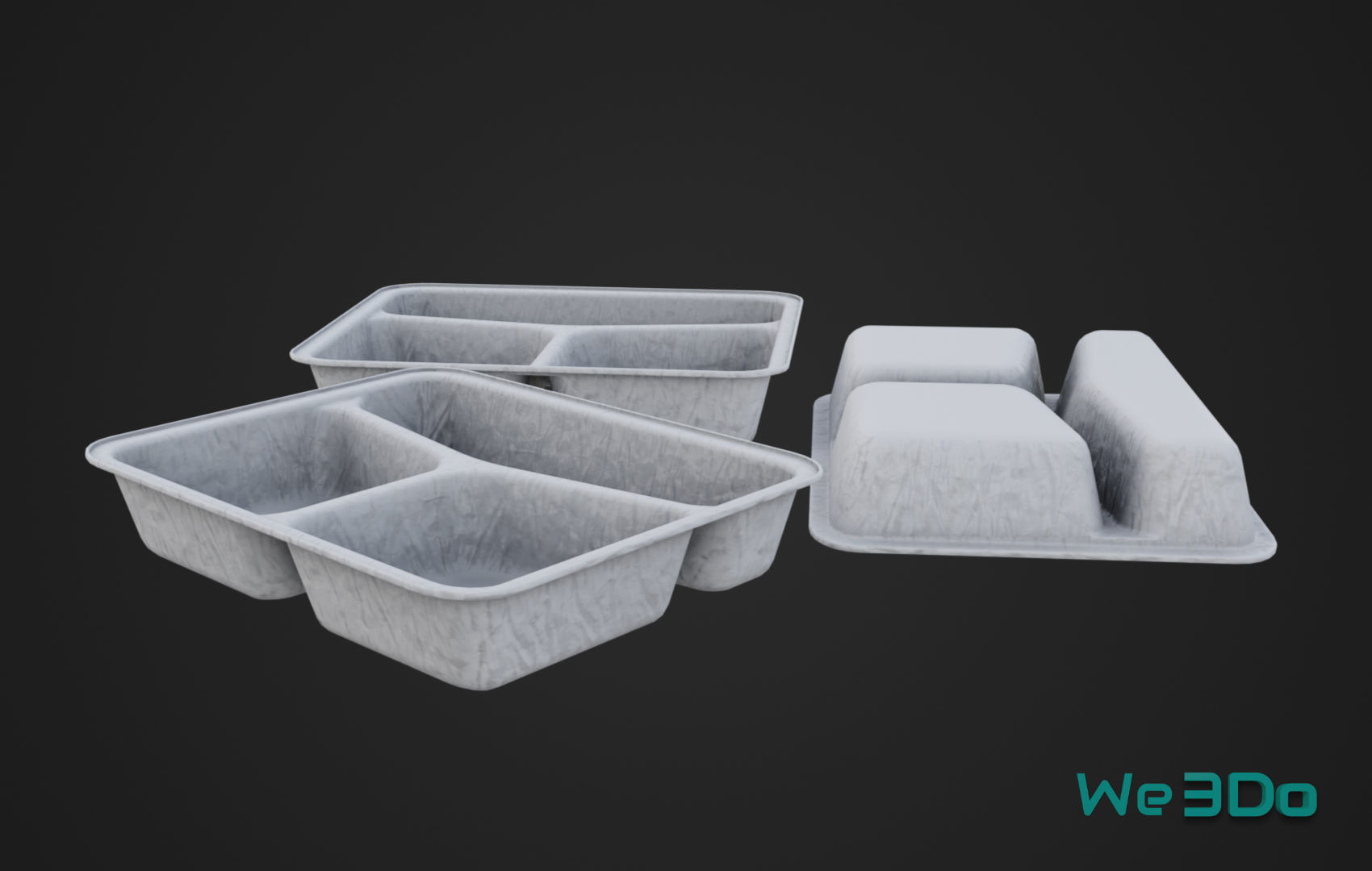 Disposable Lunch Box Foil Food Low-poly 3D model_11