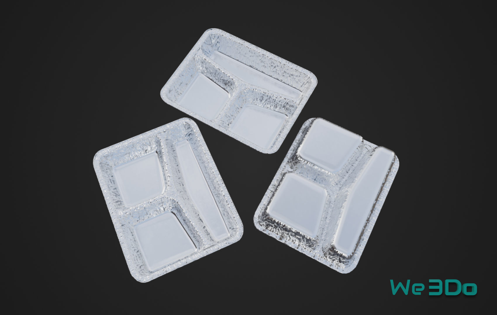 Disposable Lunch Box Foil Food Low-poly 3D model_5