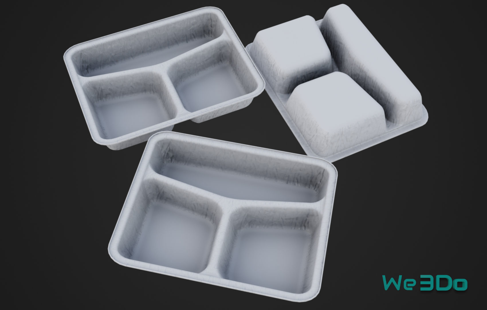 Disposable Lunch Box Foil Food Low-poly 3D model_23
