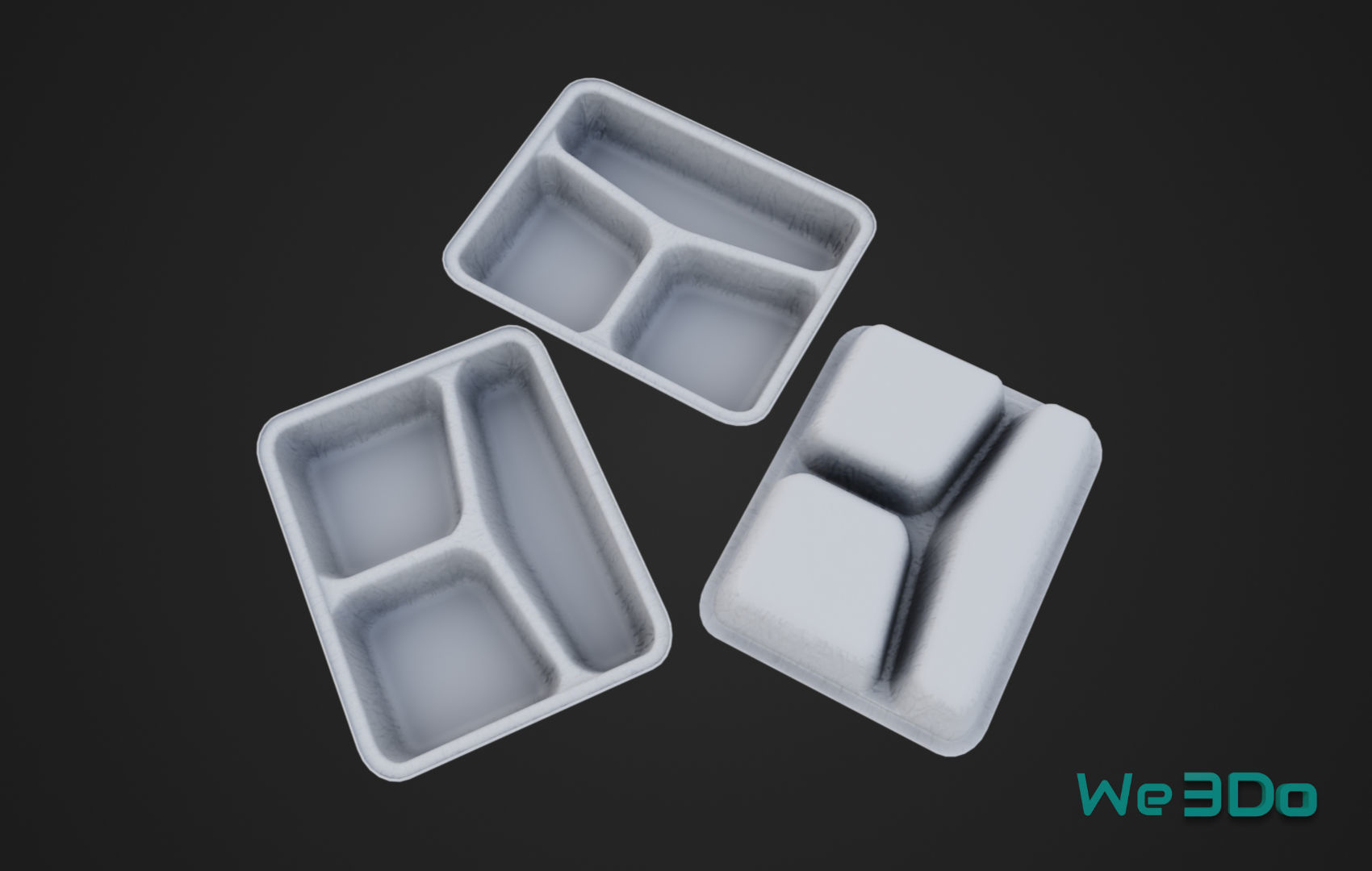 Disposable Lunch Box Foil Food Low-poly 3D model_15