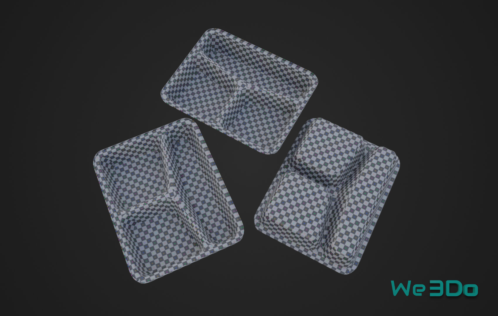 Disposable Lunch Box Foil Food Low-poly 3D model_16