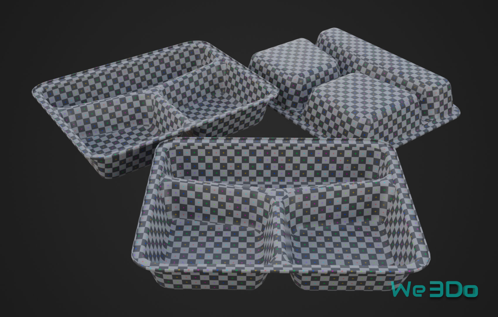 Disposable Lunch Box Foil Food Low-poly 3D model_10