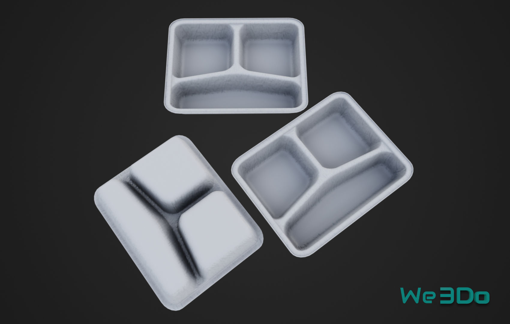 Disposable Lunch Box Foil Food Low-poly 3D model_21