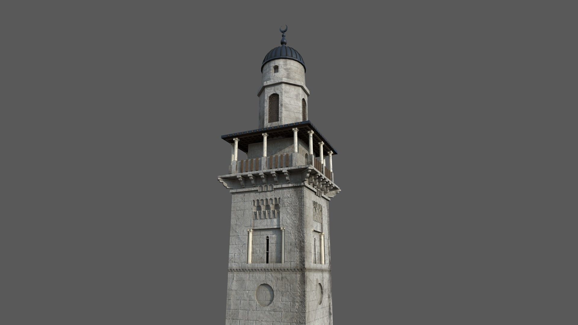 minaret Al Selsela Chain Gate Minaret Low-poly 3D model_4