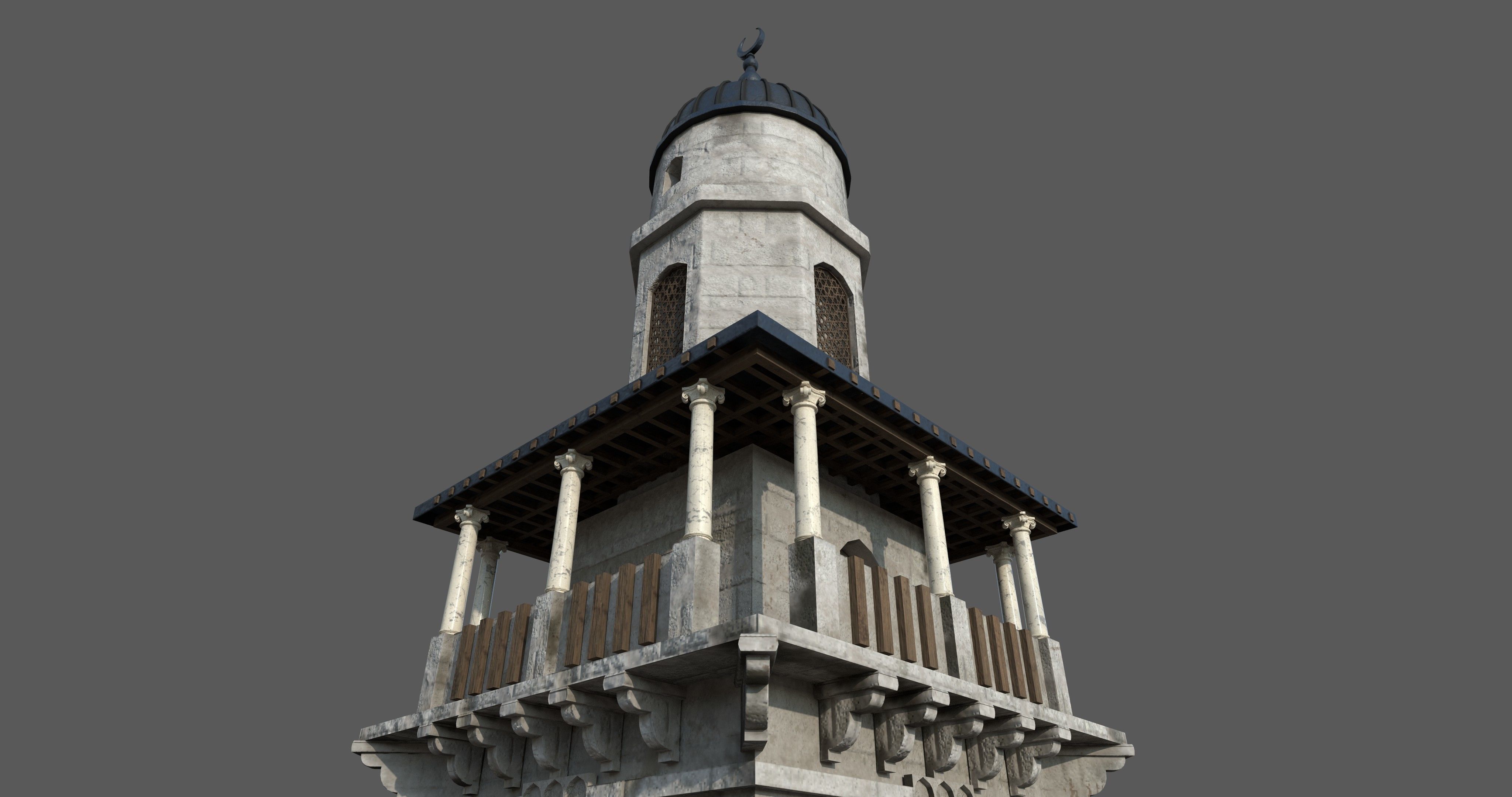 minaret Al Selsela Chain Gate Minaret Low-poly 3D model_9
