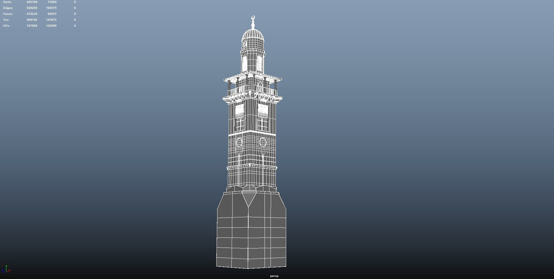 minaret Al Selsela Chain Gate Minaret Low-poly 3D model_11