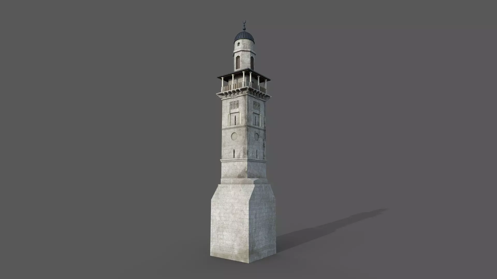 minaret Al Selsela Chain Gate Minaret Low-poly 3D model_0