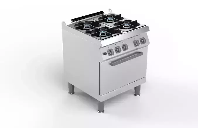 Commercial Gas Range with Oven 3D model