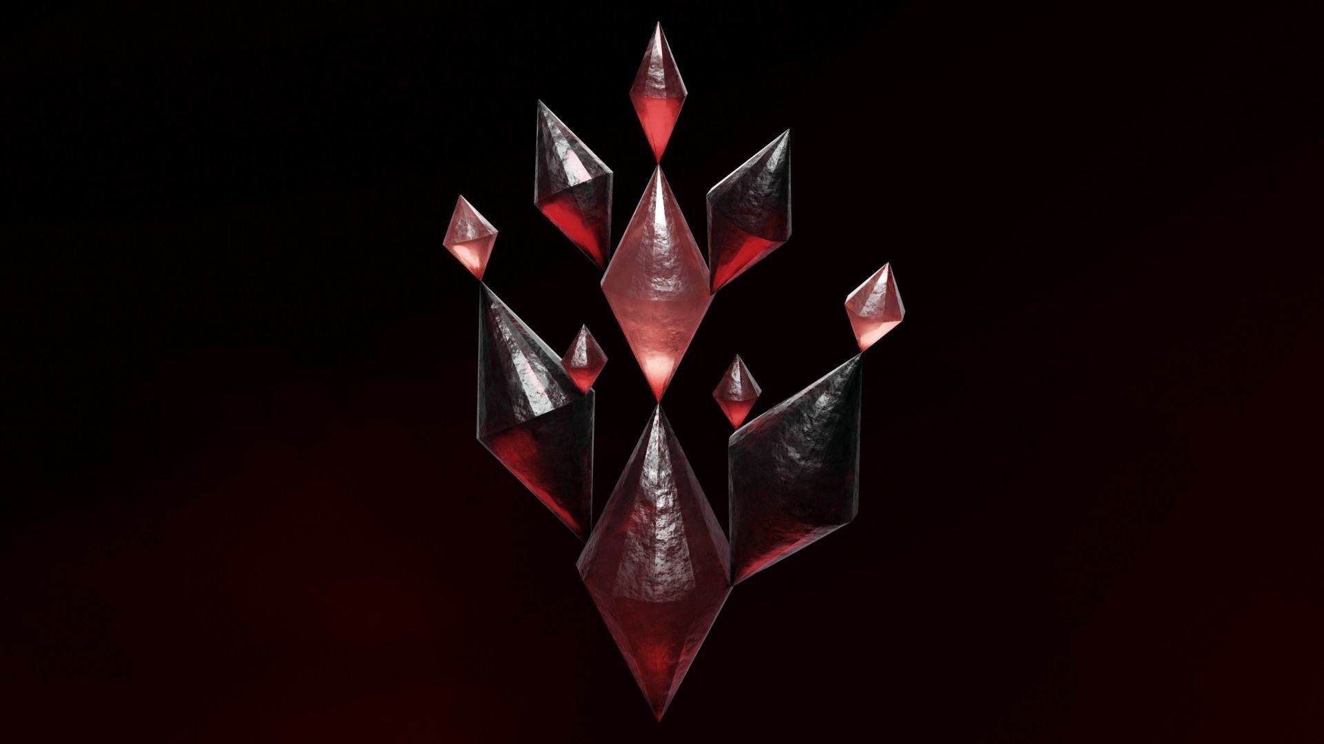Rainbow  Crystals Fantasy Gameasset Low-poly 3D model_18