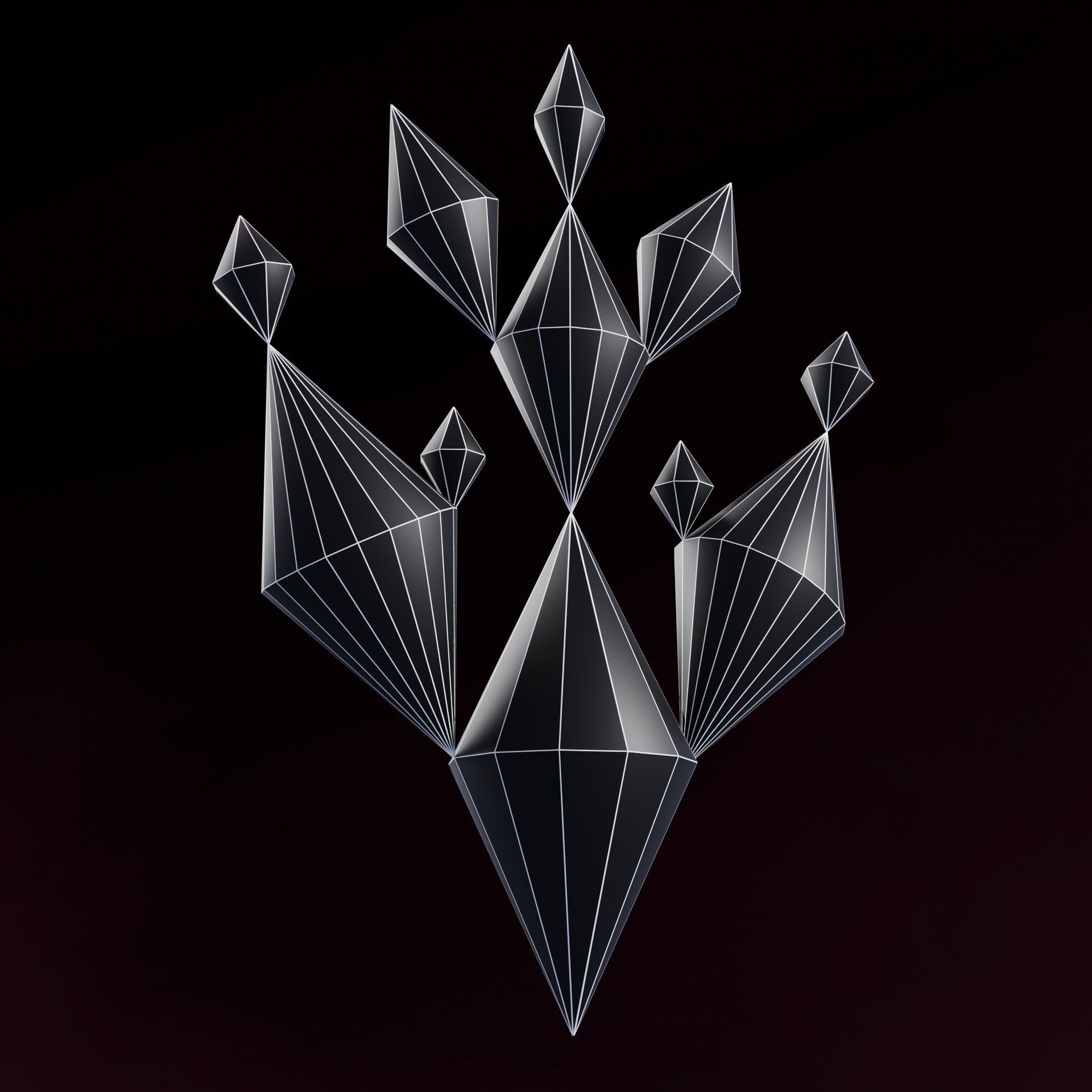 Rainbow  Crystals Fantasy Gameasset Low-poly 3D model_21