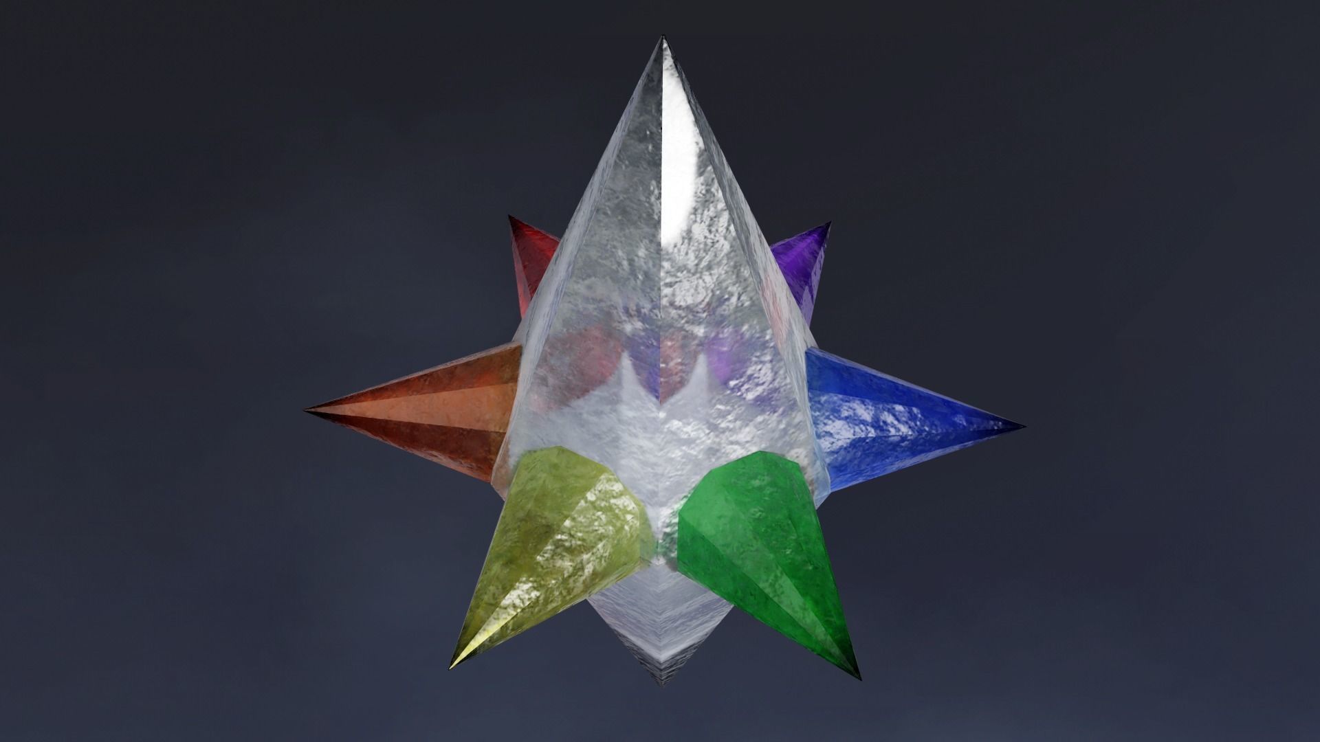 Rainbow  Crystals Fantasy Gameasset Low-poly 3D model_12