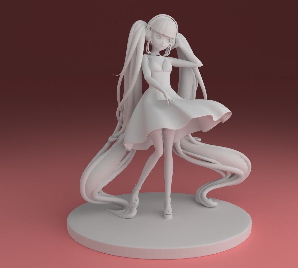 anime miku hatsune 3D print model_8