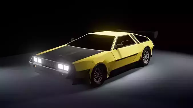 Furious 1981 DMC DeLorean Low-Poly Style Low-poly 3D model