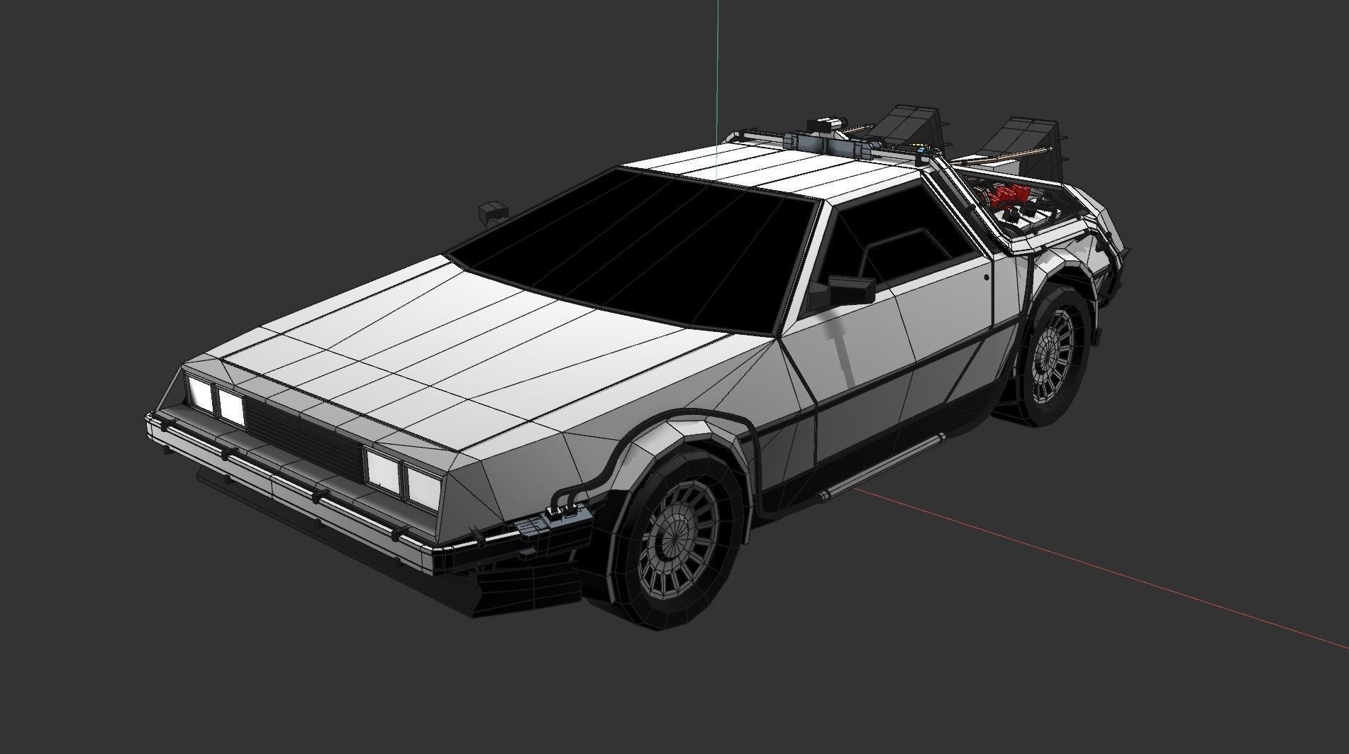Time Machine 1981 DMC DeLorean Low-Poly Style Low-poly 3D model_2