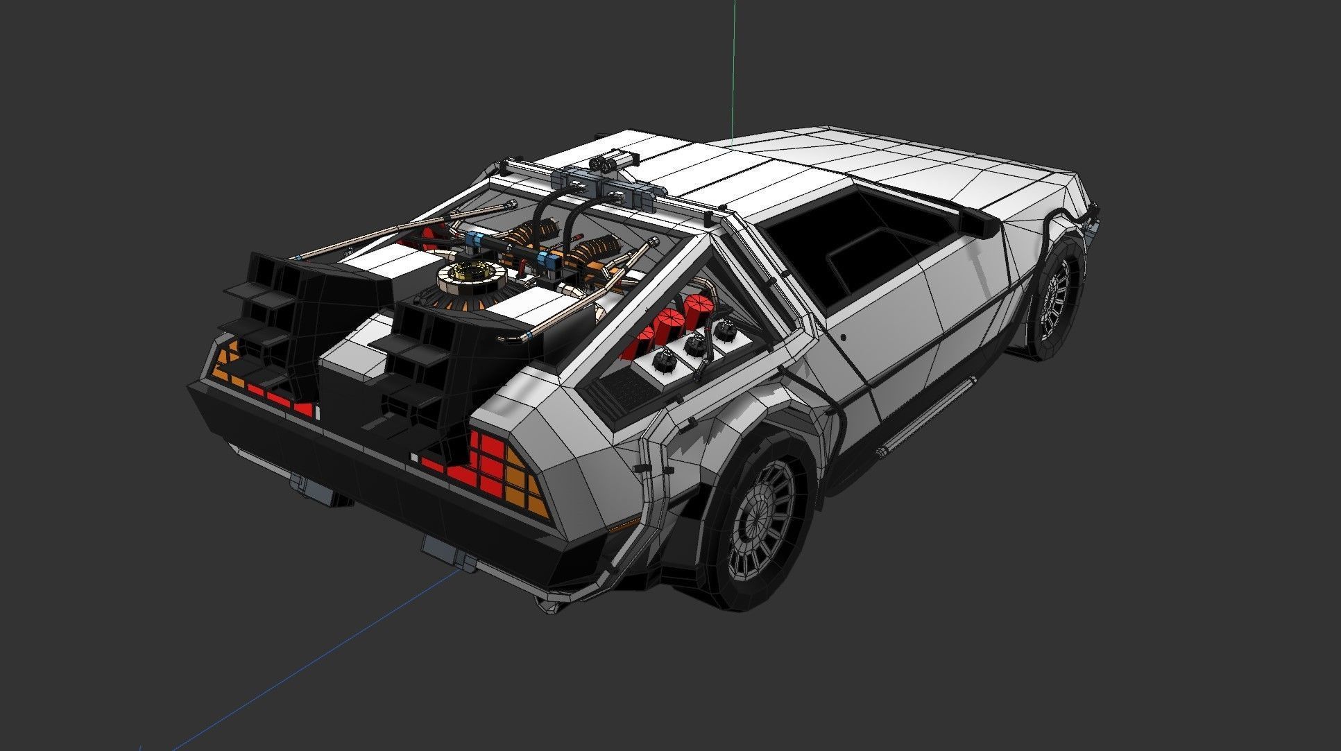 Time Machine 1981 DMC DeLorean Low-Poly Style Low-poly 3D model_3