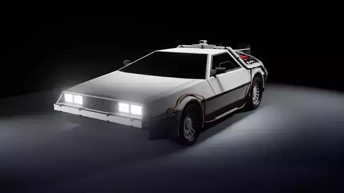 Time Machine 1981 DMC DeLorean Low-Poly Style Low-poly 3D model