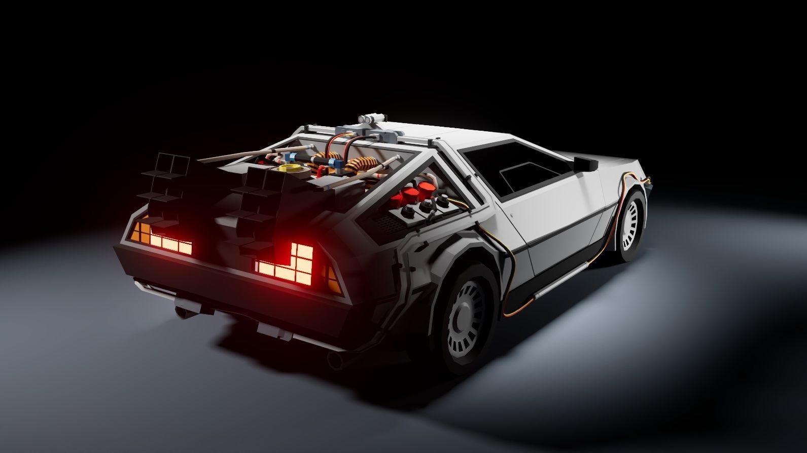 Time Machine 1981 DMC DeLorean Low-Poly Style Low-poly 3D model_1
