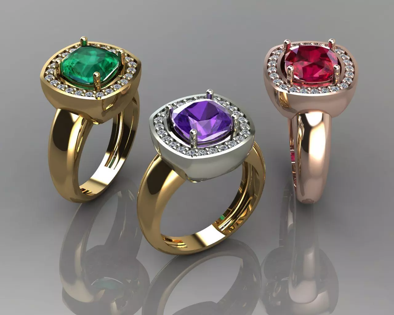 Cushion Cut Ring Design 3D print model_0