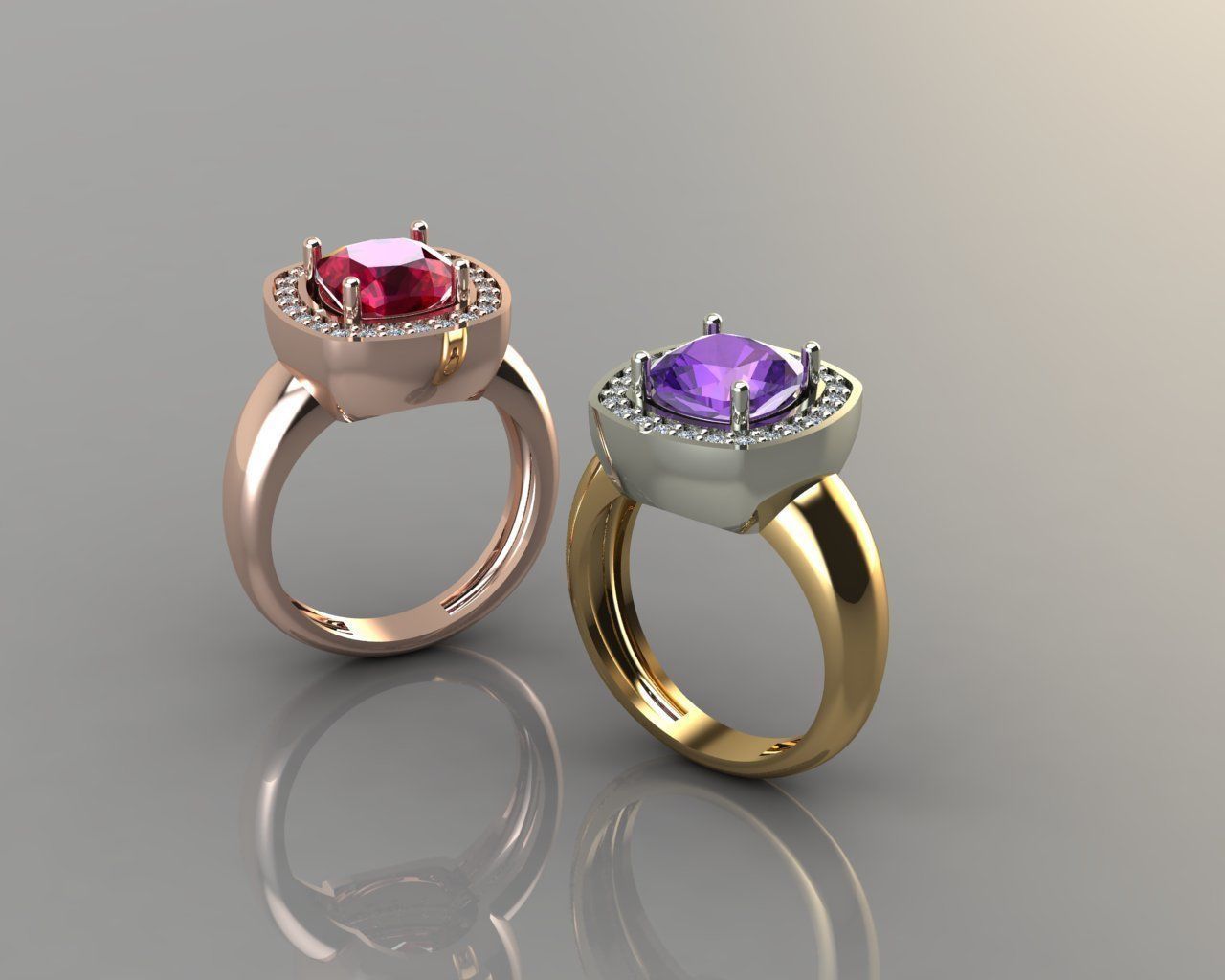 Cushion Cut Ring Design 3D print model_6