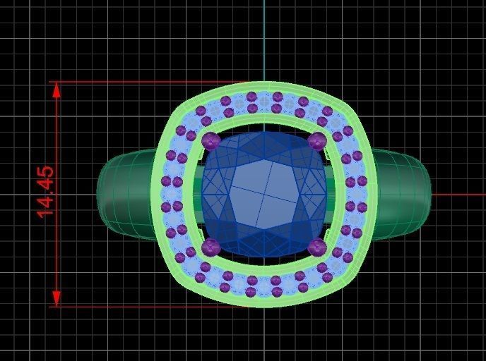 Cushion Cut Ring Design 3D print model_5