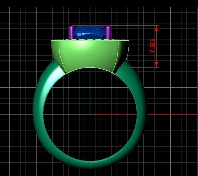 Cushion Cut Ring Design 3D print model_4