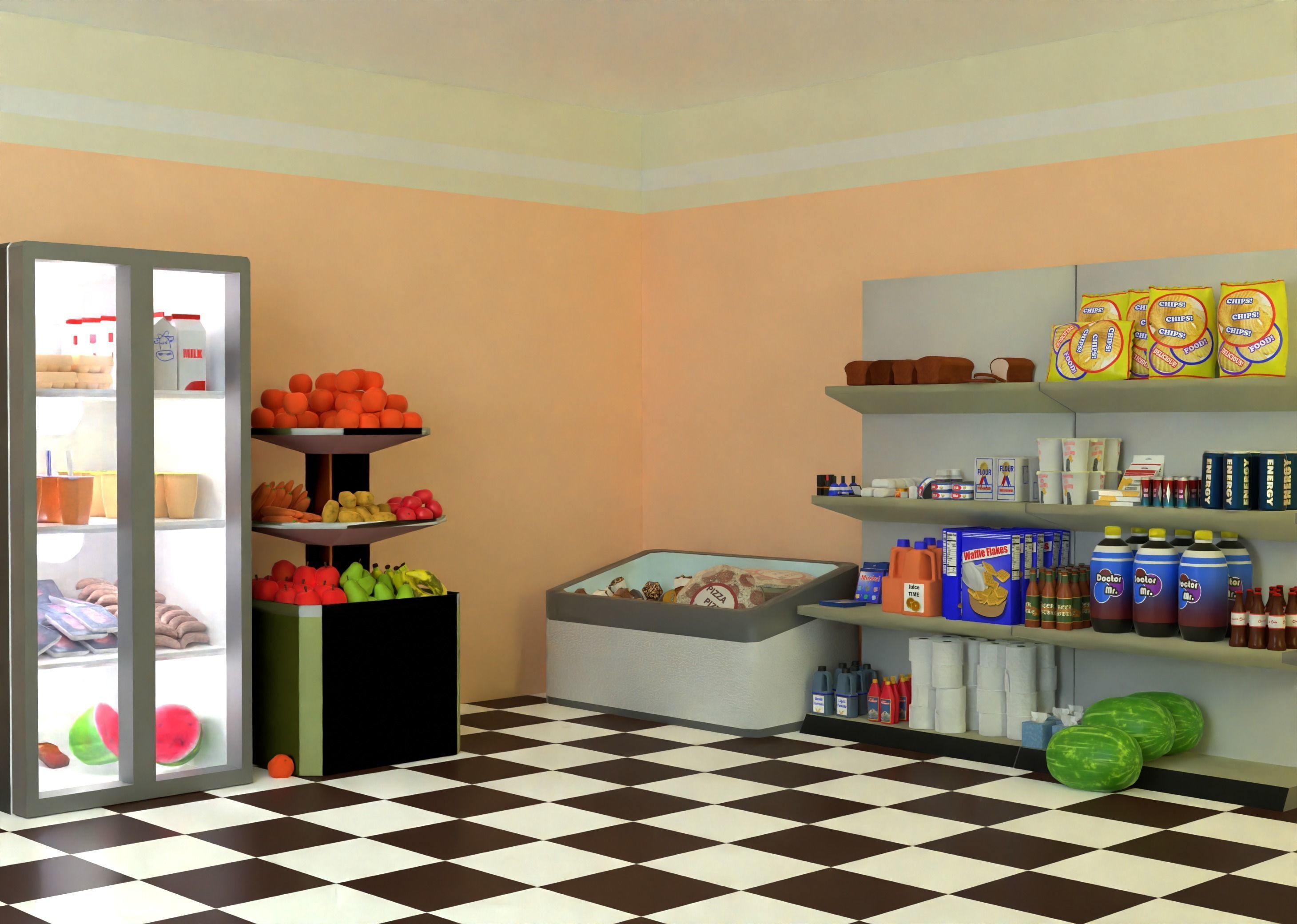 Store Corner - Lots of Grocery Items 3D model_1