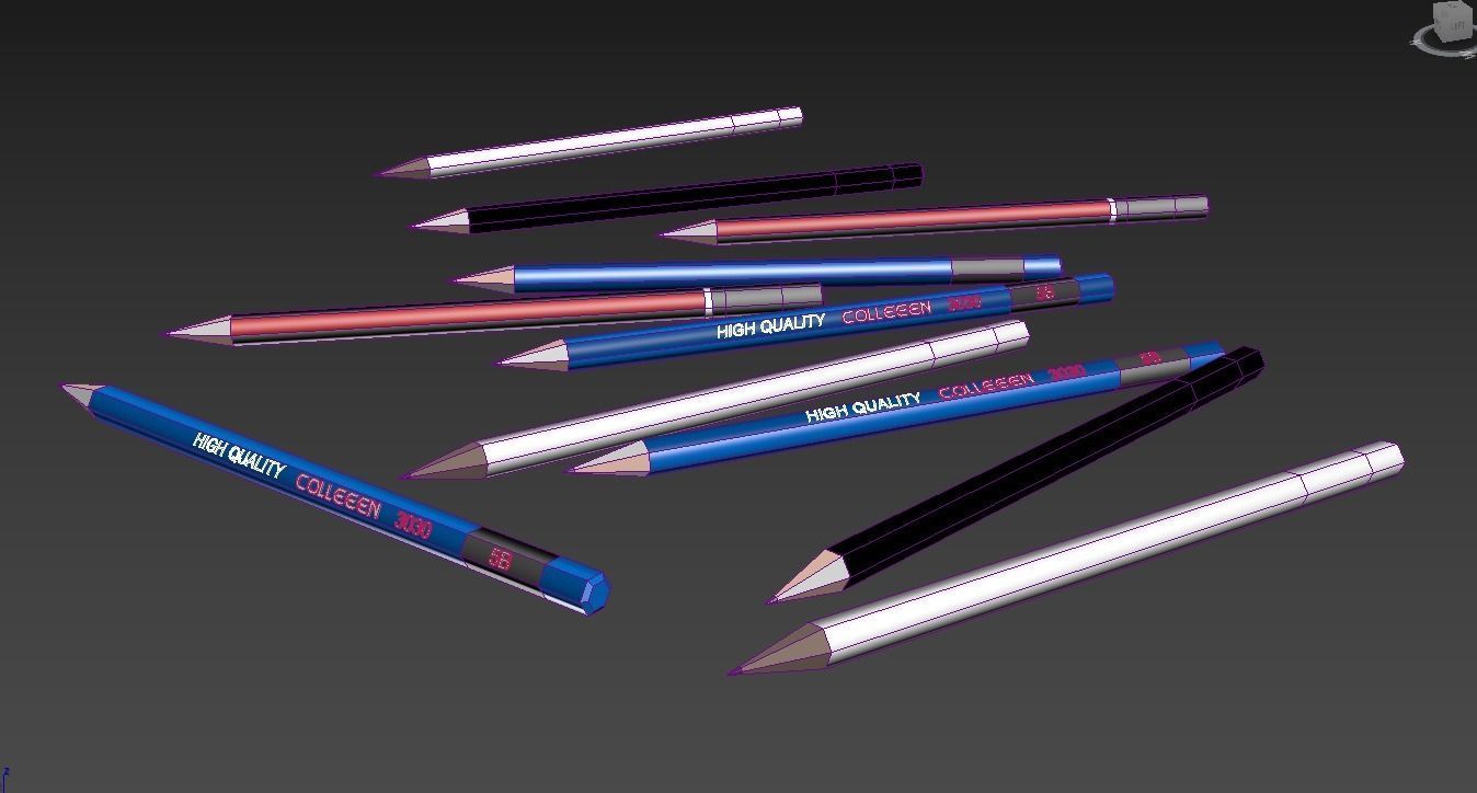 pencils Low-poly 3D model_6