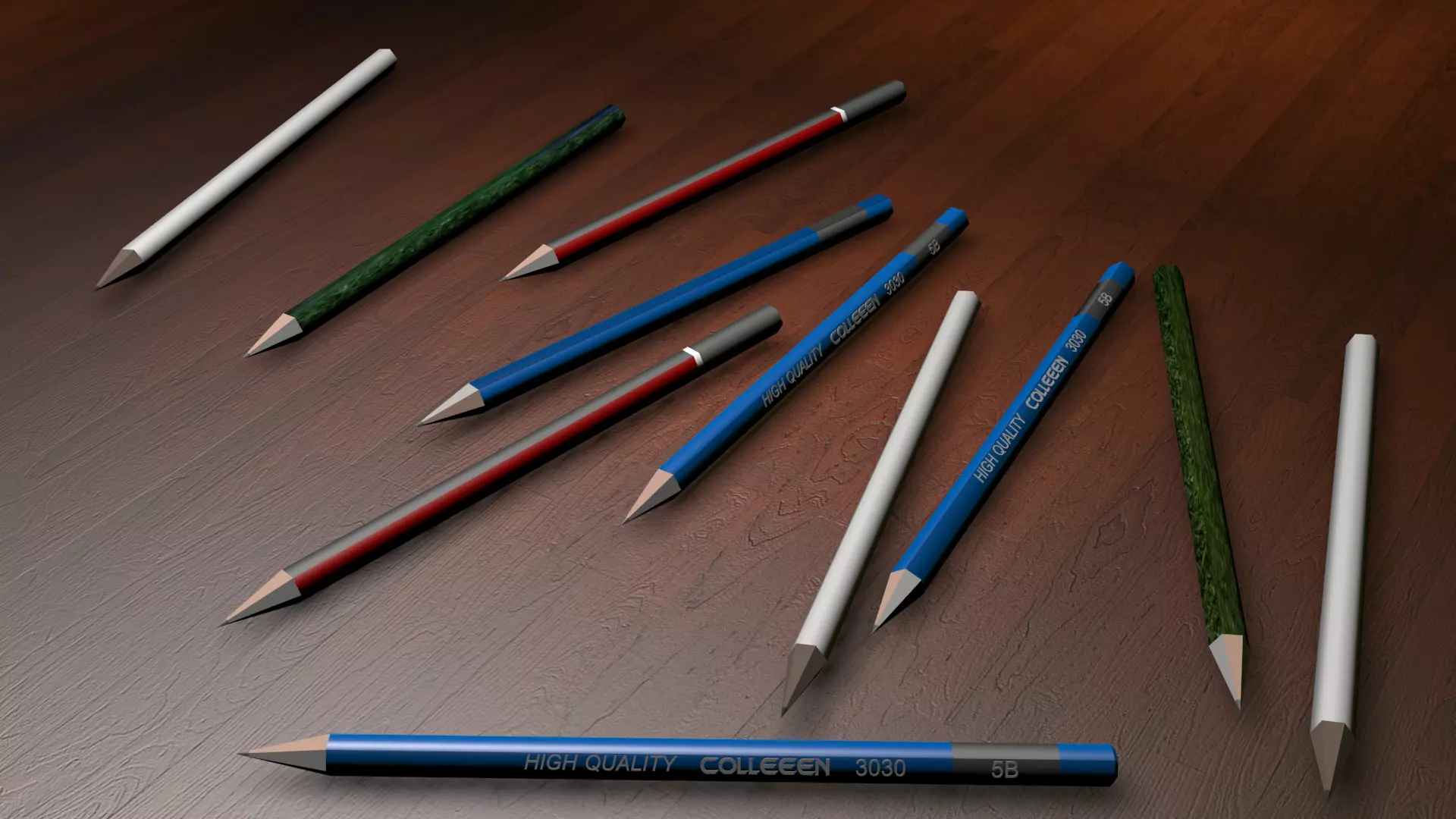 pencils Low-poly 3D model_0