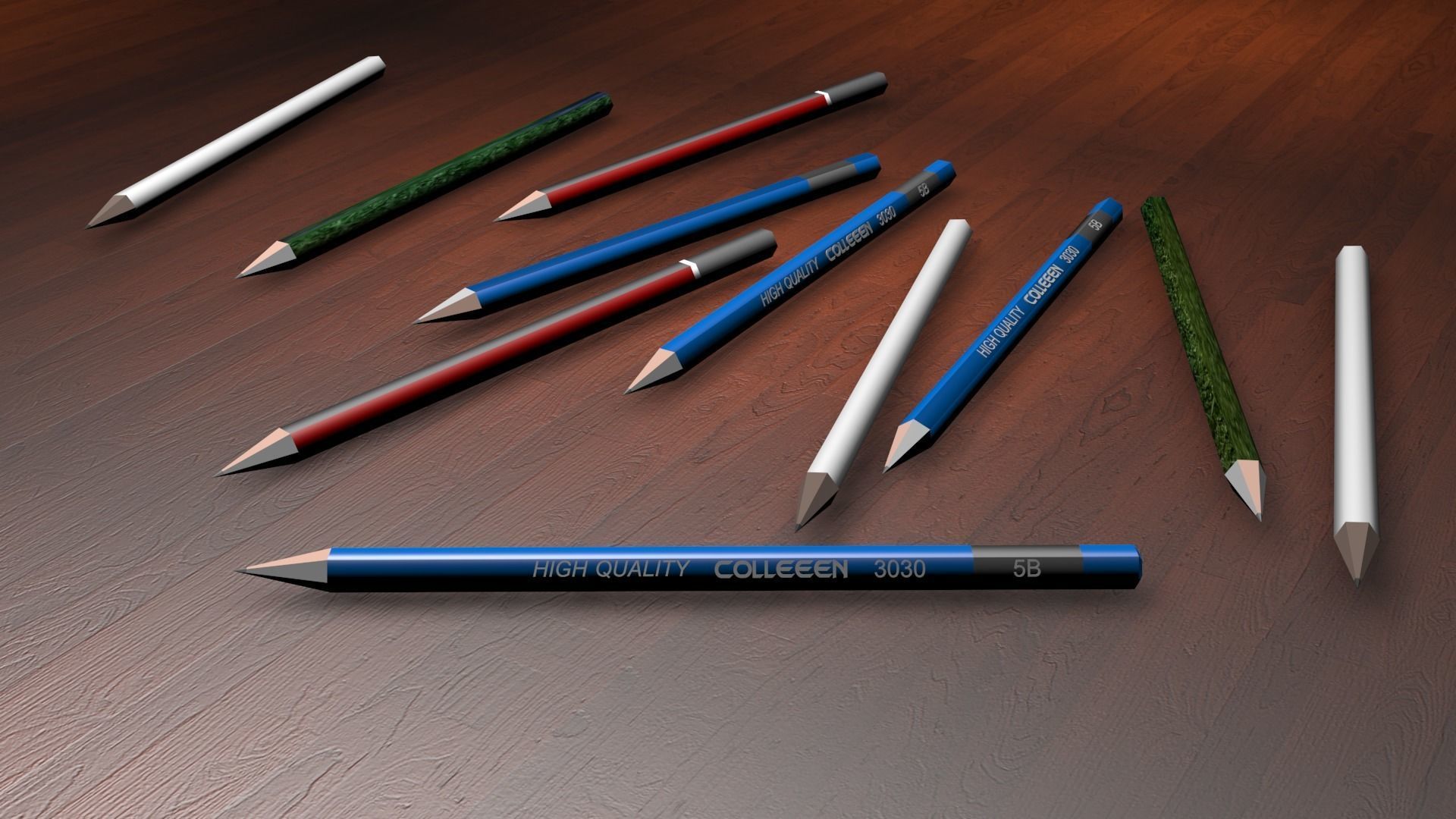 pencils Low-poly 3D model_2