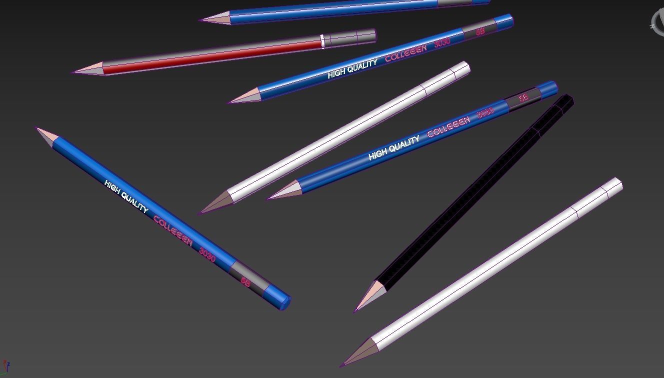pencils Low-poly 3D model_7