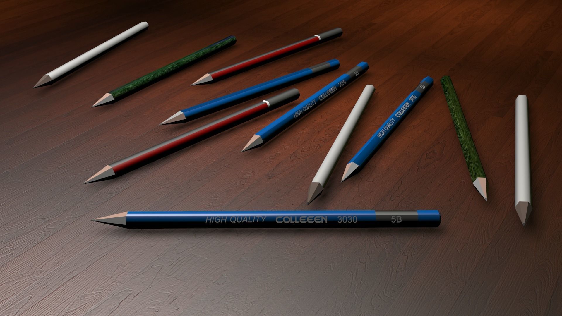 pencils Low-poly 3D model_1