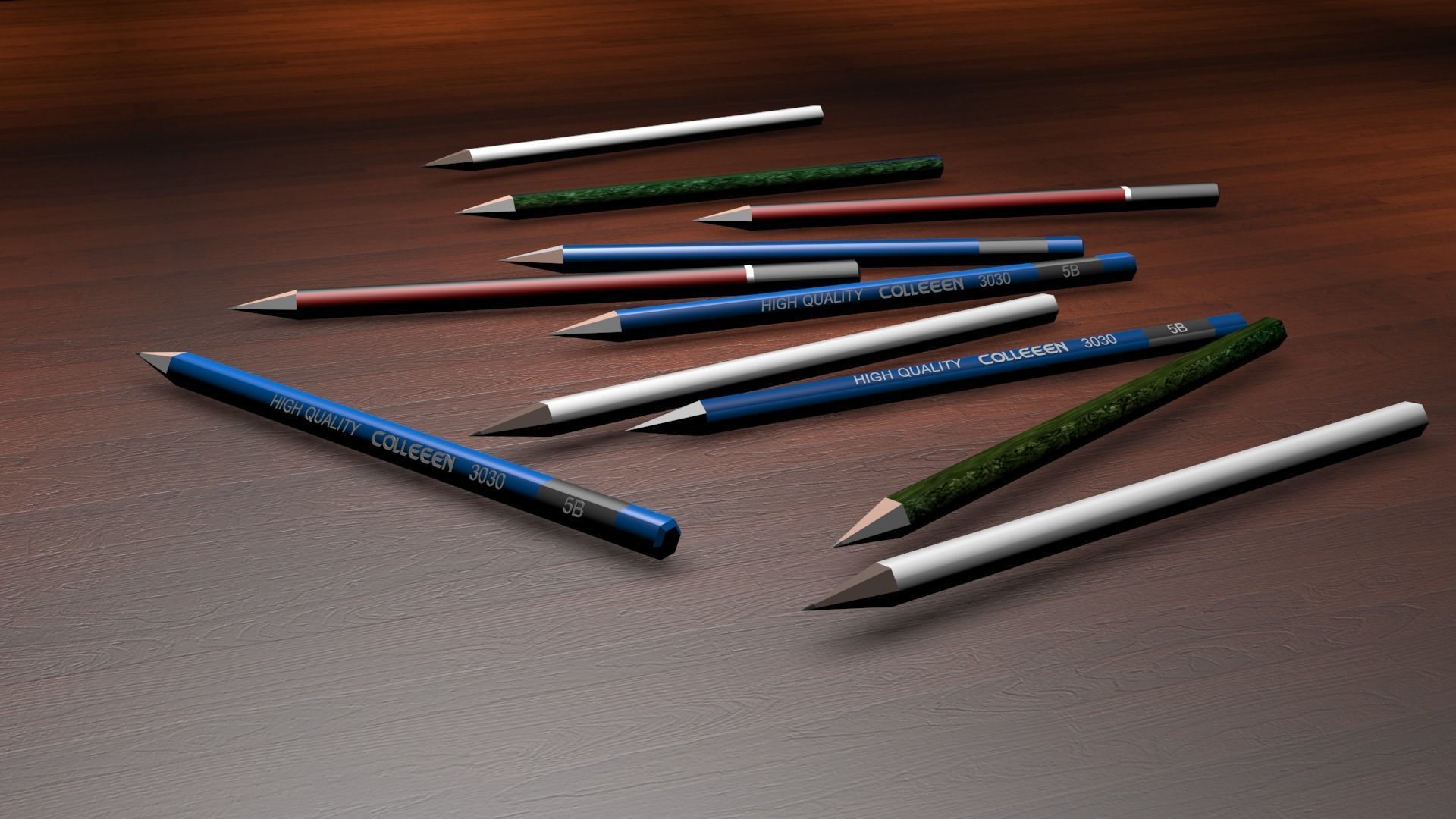pencils Low-poly 3D model_3