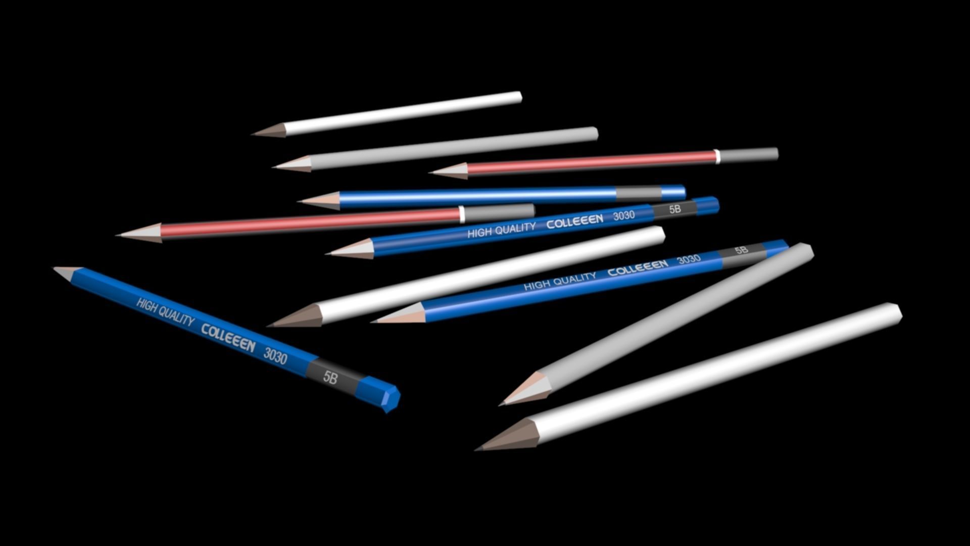pencils Low-poly 3D model_5