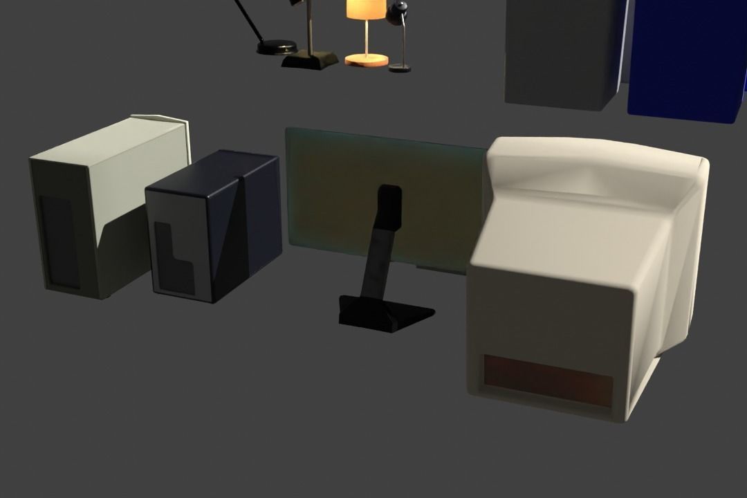 Simple Office Furnishings and Supplies 3D model_4