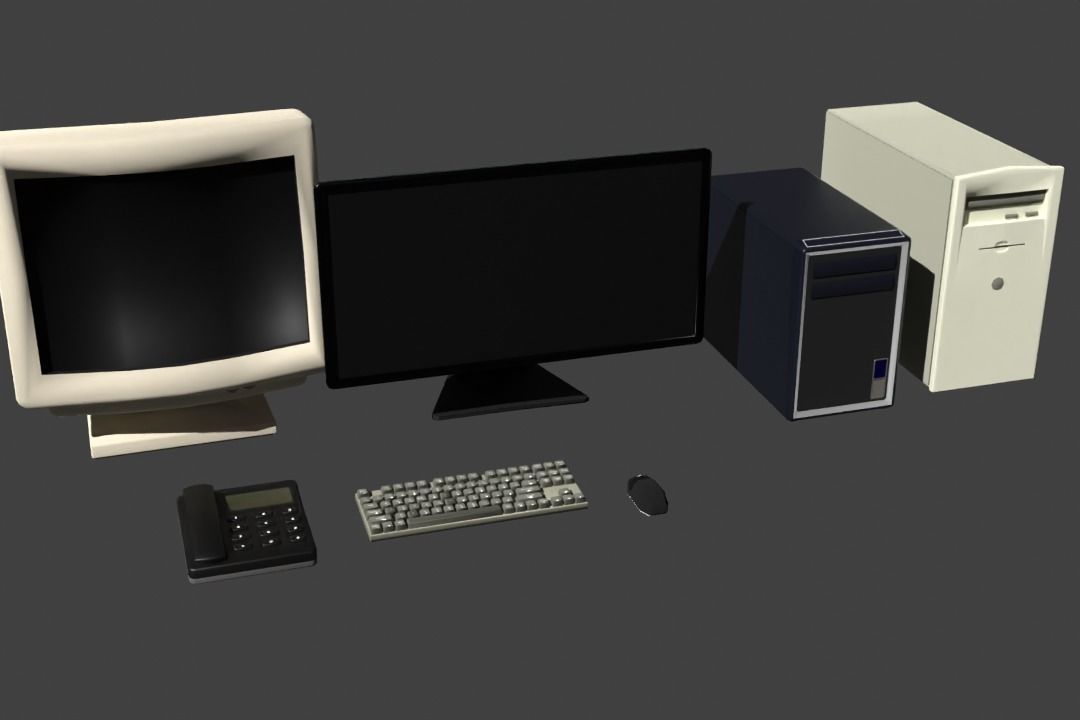 Simple Office Furnishings and Supplies 3D model_3