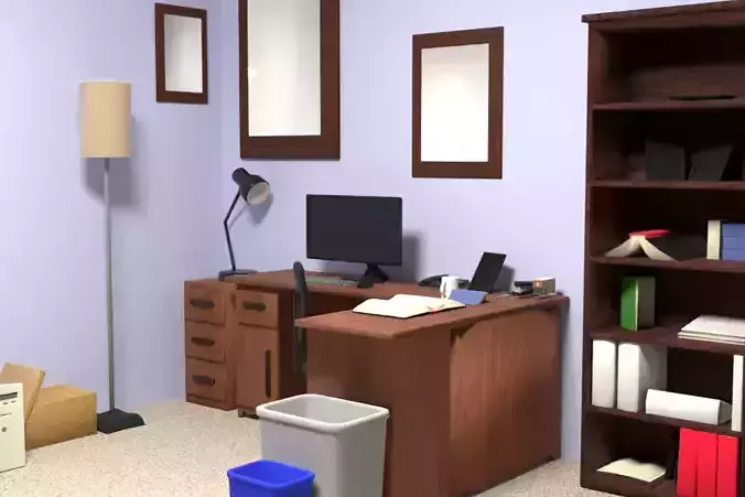 Simple Office Furnishings and Supplies 3D model