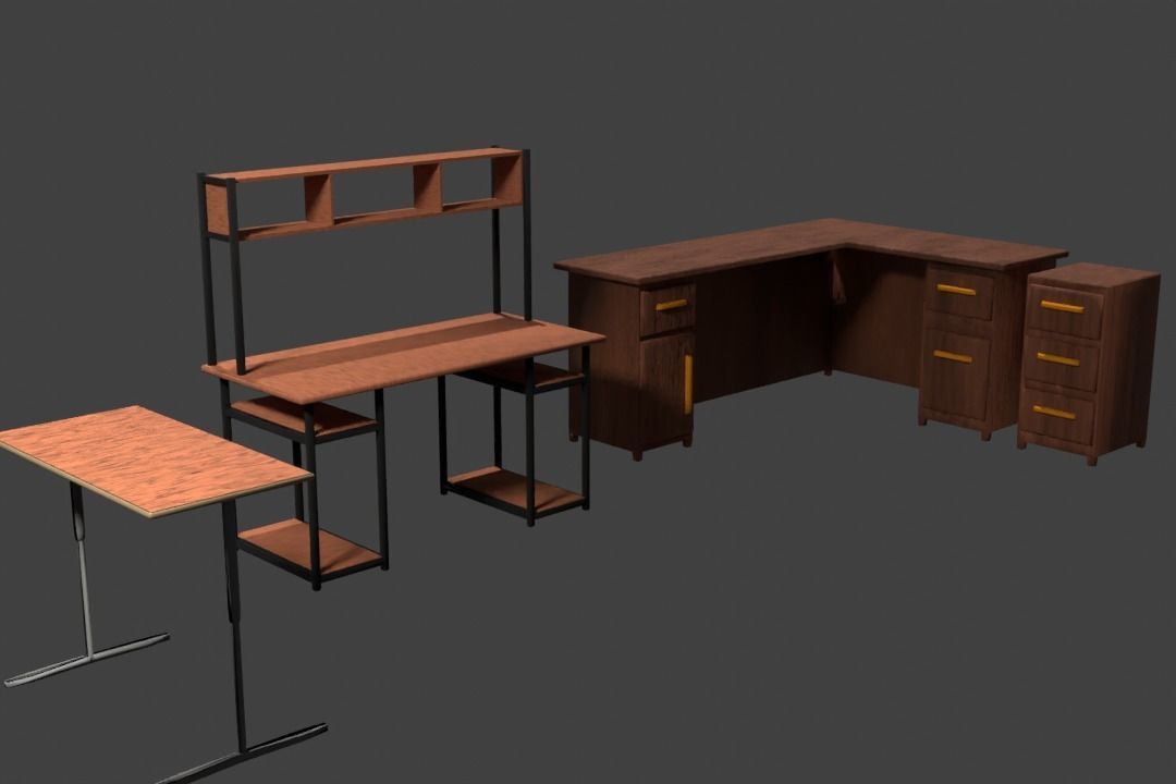 Simple Office Furnishings and Supplies 3D model_8